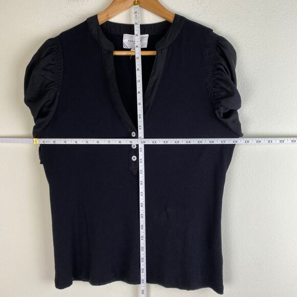 Tuckernuck Livia Puff Sleeve Top Size M Black Rayon Casual Preppy Pomander Place - Picture 13 of 13